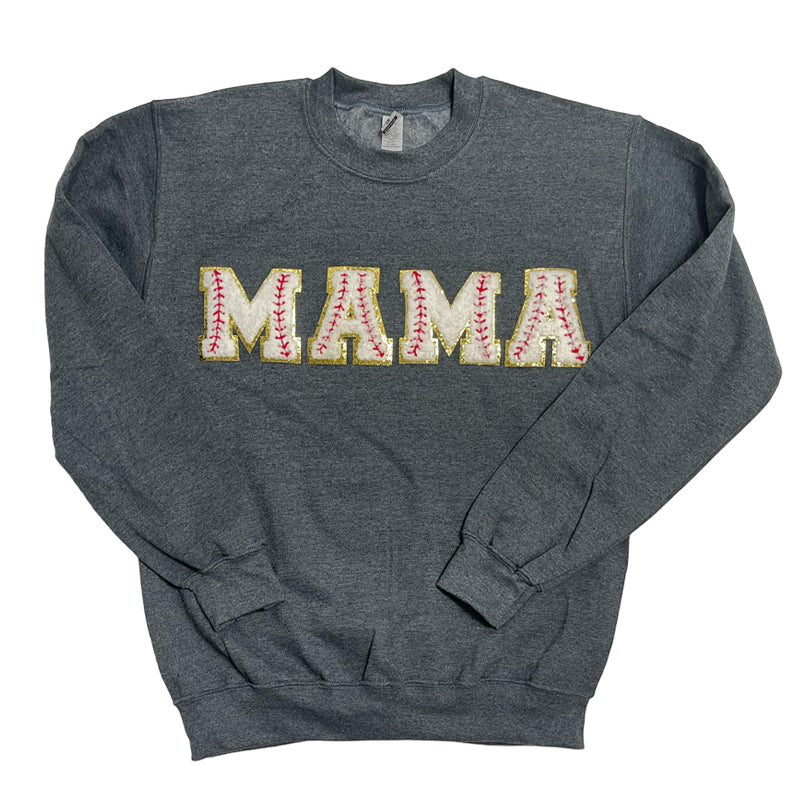 トップス SaHa-mama* SW-6723 Baseball Mama Dark Heather Sweatshirt – girliegirloriginals