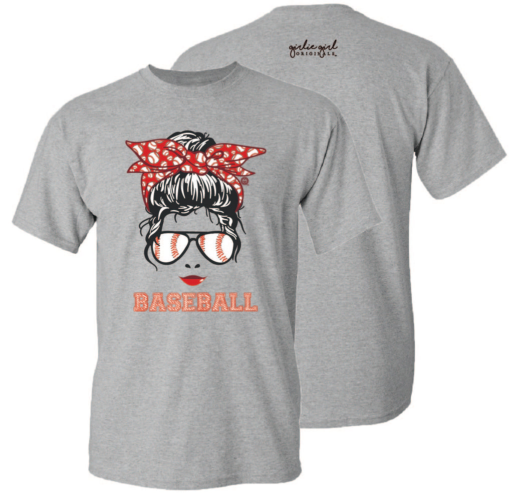 2628 Baseball Messy Bun-SS Sports Grey – girliegirloriginals