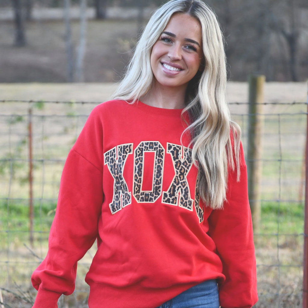 LM-SW-1006 XOXO RED W/LEOPARD – girliegirloriginals