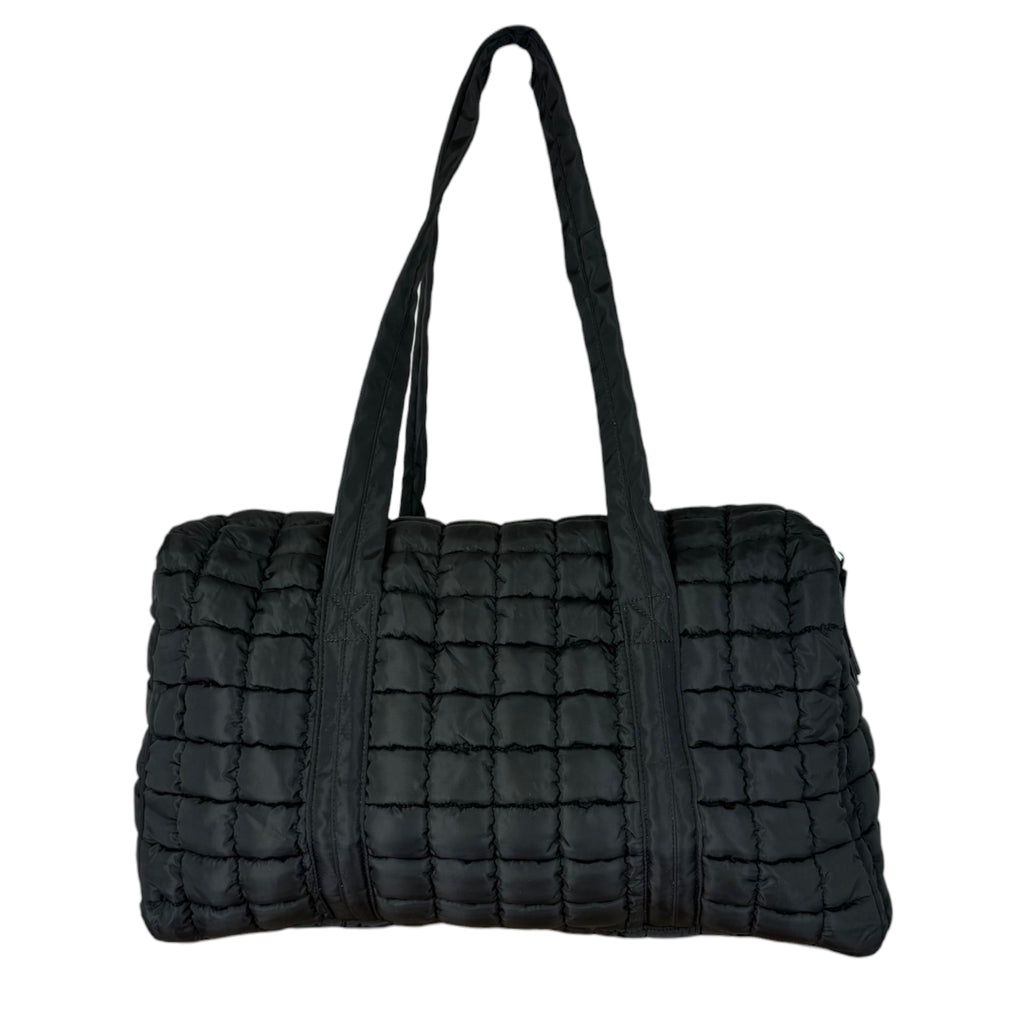 black nylon travel duffel bag GZ-2812 Puffer Quilted Duffle Black – girliegirloriginals