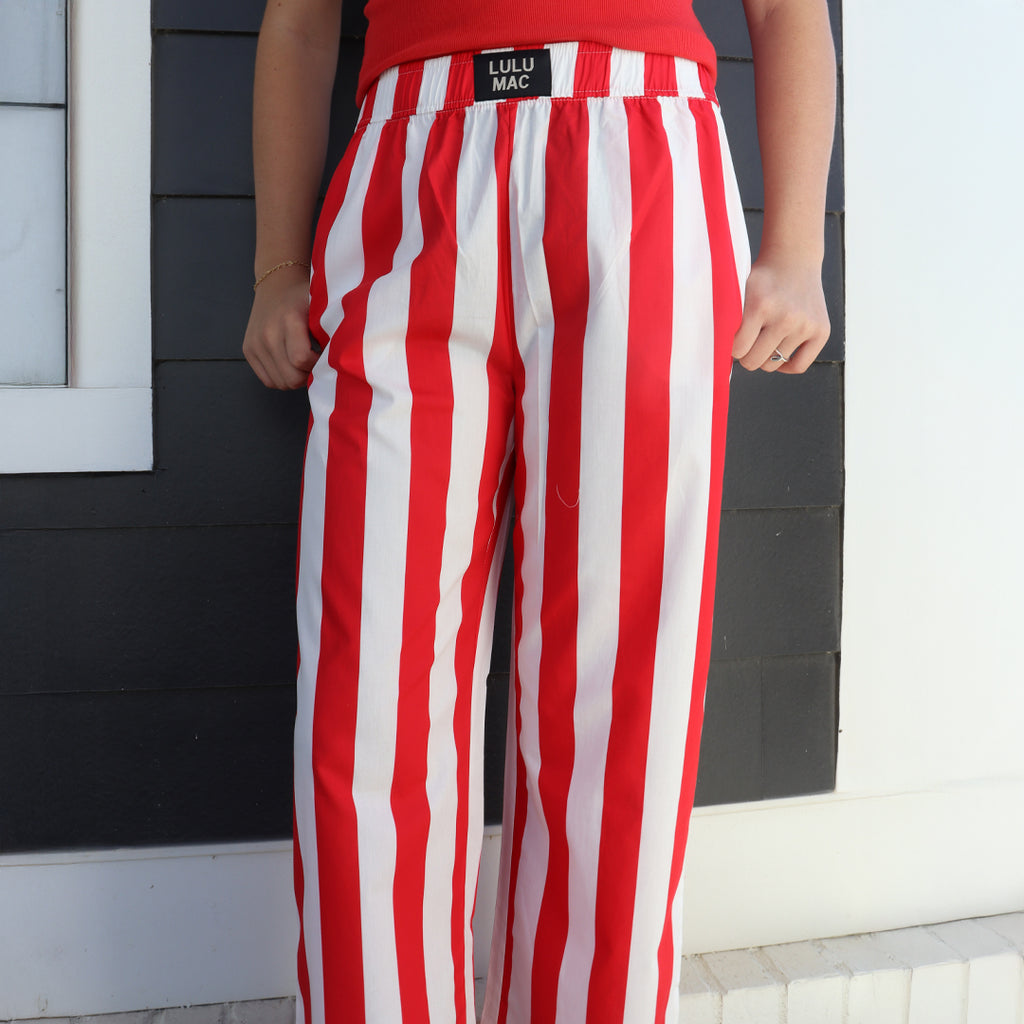 PADB- DARBY STRIPE PANT RED – girliegirloriginals