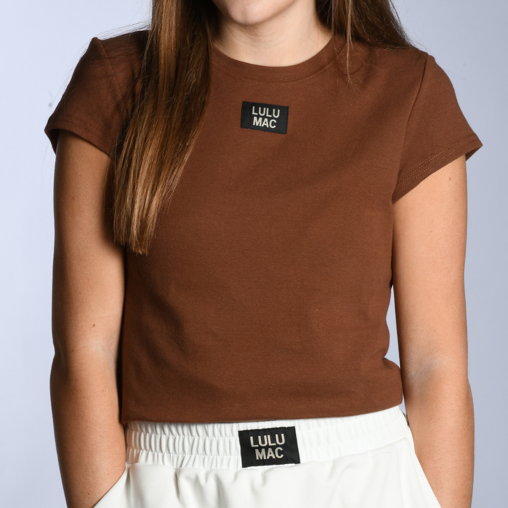 LIFEMANIA GIRLE Tシャツ ブラウン LM-TP1000- BABY DOLL TOP SS-DARK BROWN – girliegirloriginals