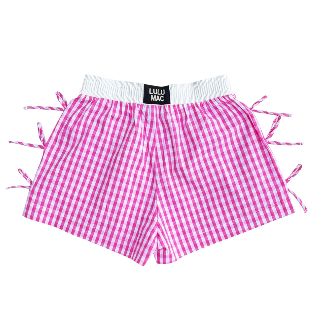 BB-4828 BUTTON BOW GINGHAM BOXER SHORT PINK – girliegirloriginals