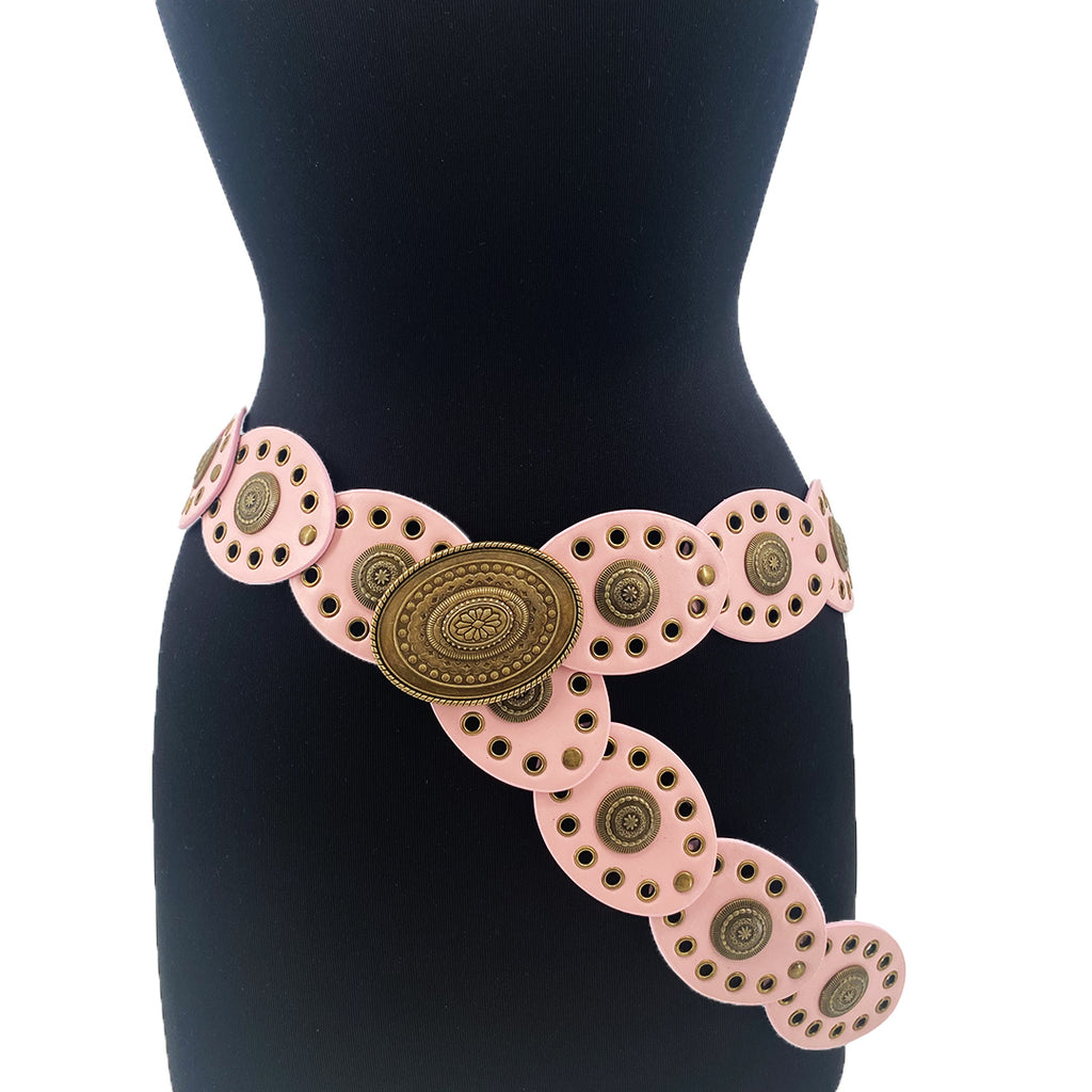 Small Oval Disc Belt-Pink – girliegirloriginals display picture 2