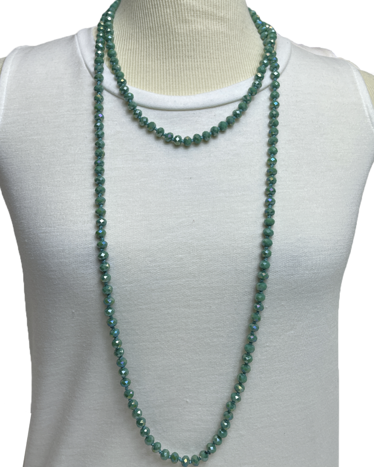 NK-2244 WESTERN TURQ 60 hand knotted glass bead necklace