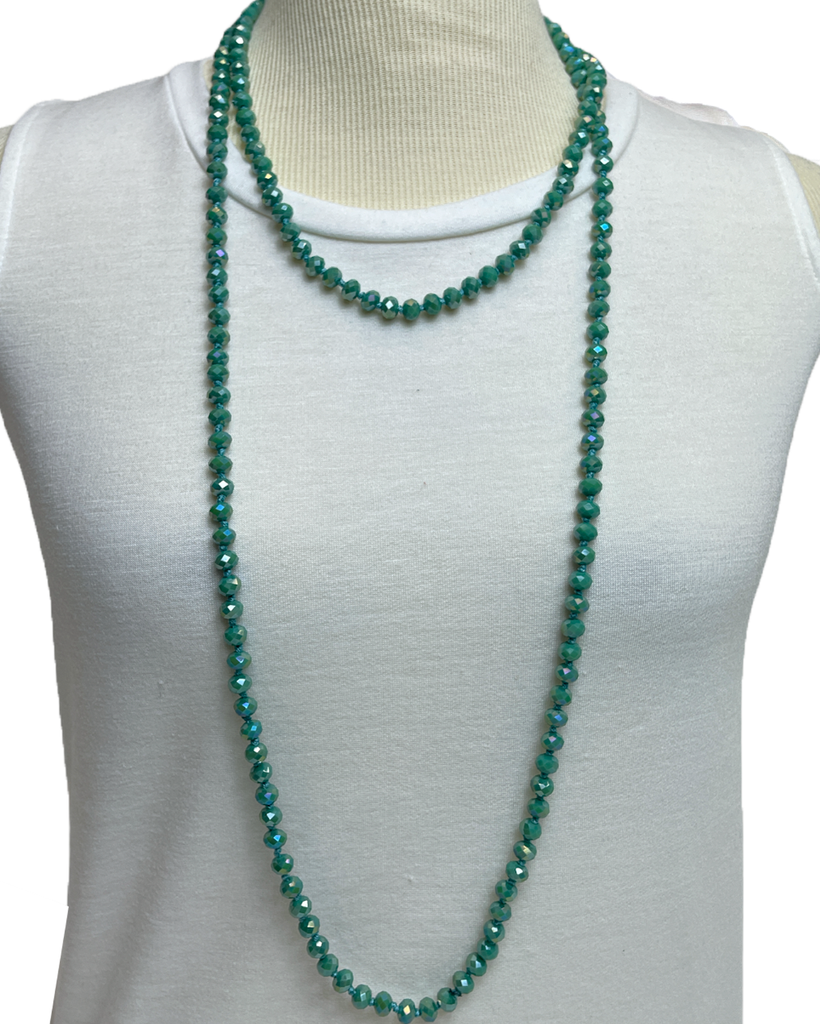 NK 2244 Western Turq 60 Hand Knotted Glass Bead Necklace