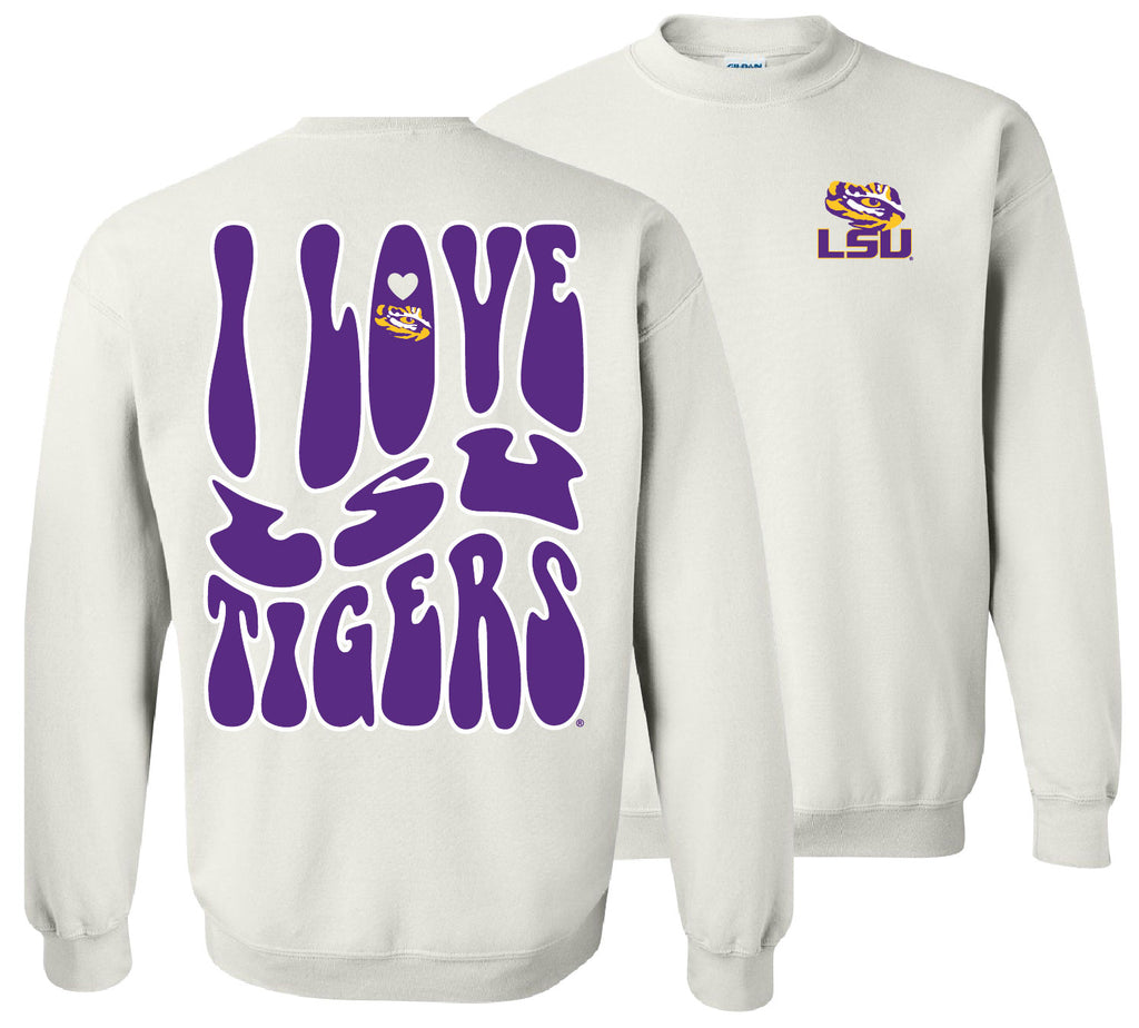 College LSU Love Team Sweatshirt White girliegirloriginals