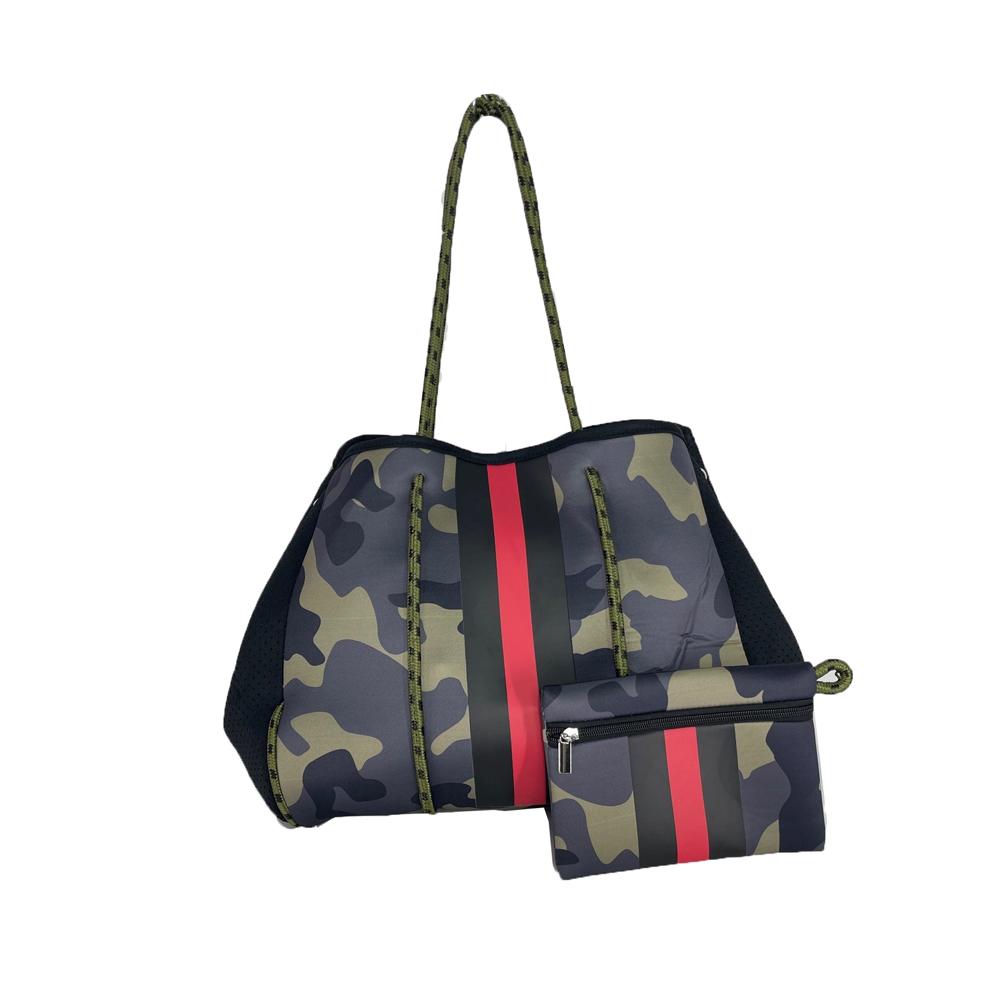 NP-4500-Camo Red Stripe Neoprene Tote Bag – girliegirloriginals