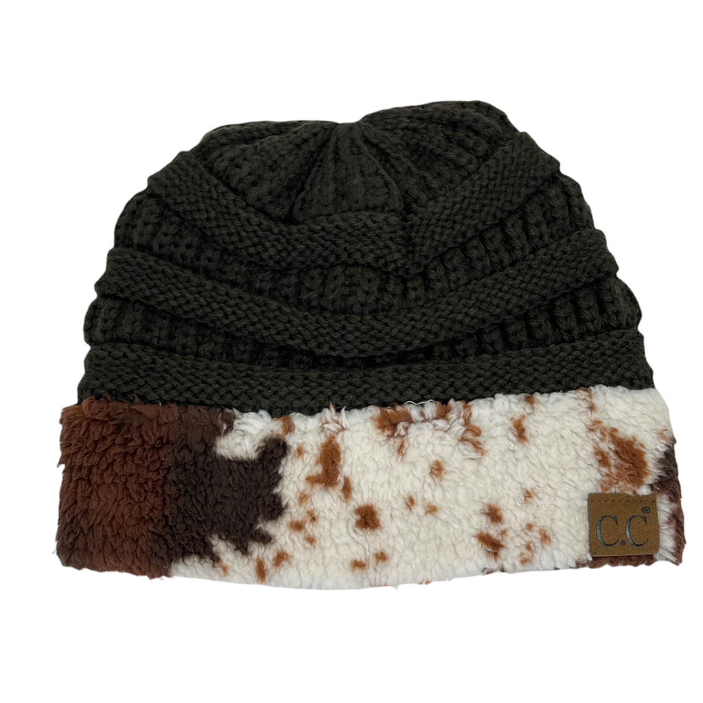 Hat-47 Cow Beanie Brown – girliegirloriginals