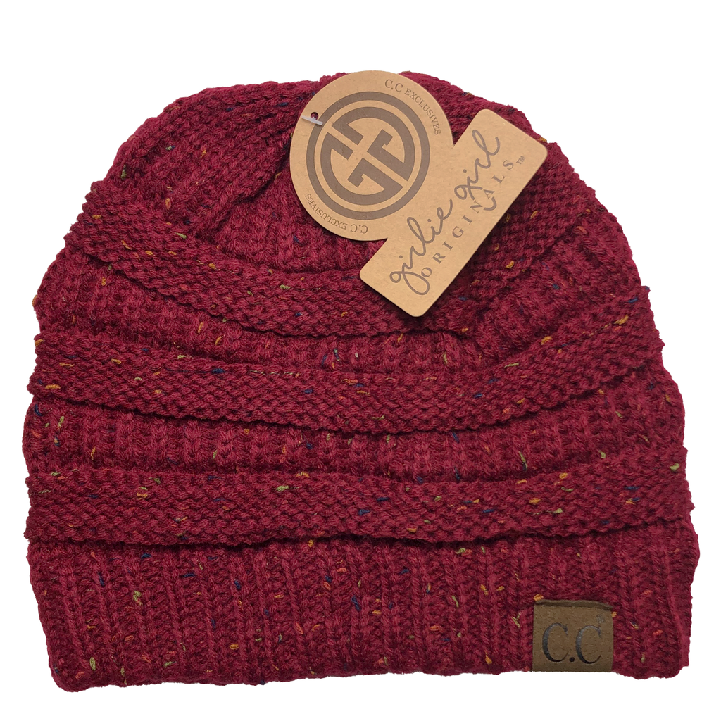 HAT-33 Speckled Beanie Burgundy – girliegirloriginals