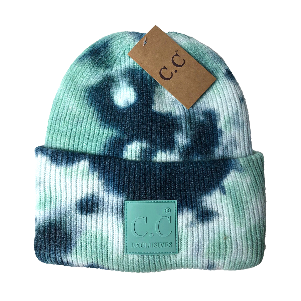 HAT-7380 Tie Dye Beanie with C.C Rubber Patch - Deep Teal  display picture 2