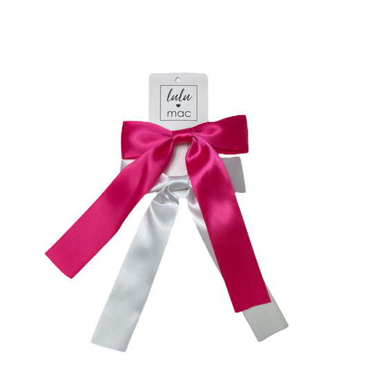 DDS-5195 Satin Double Bow Hot Pink/White