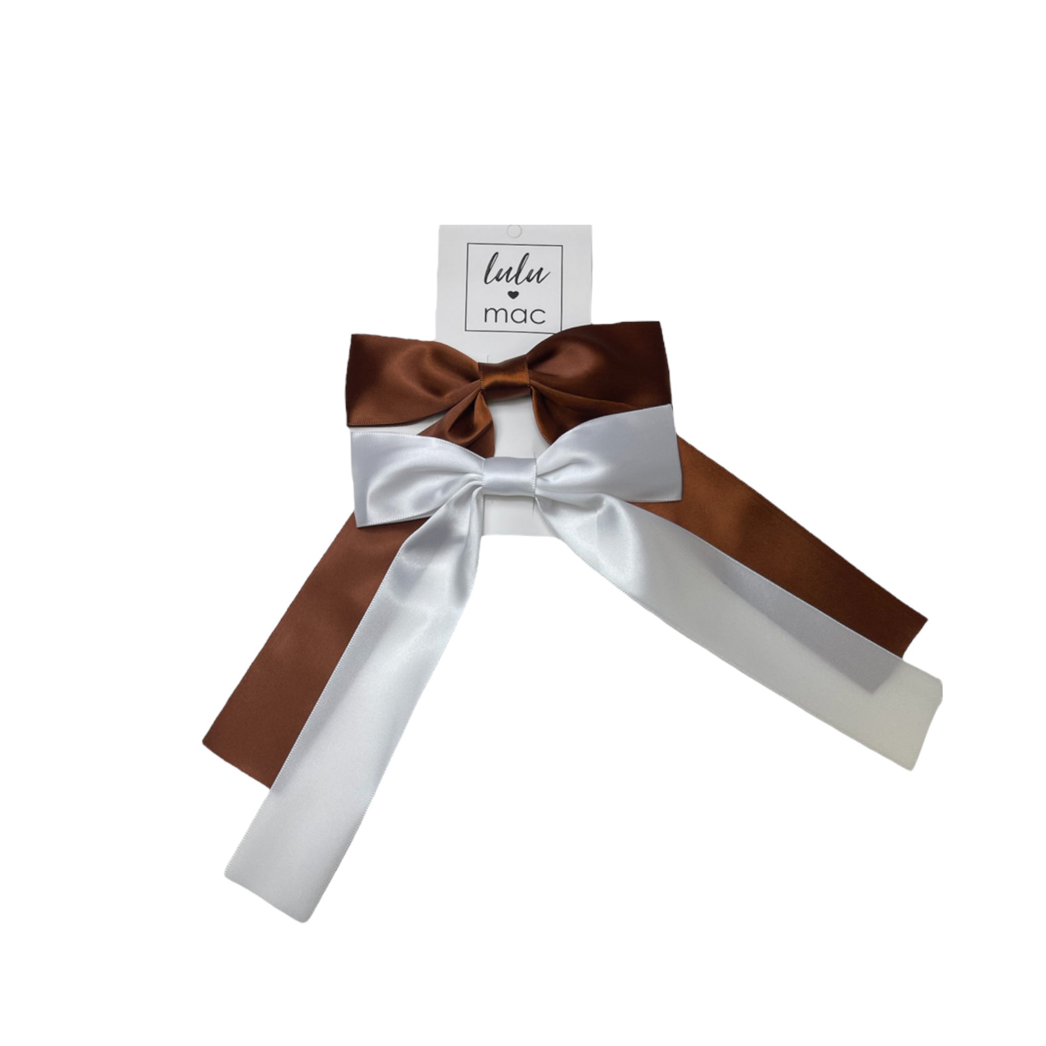 DDS-5195 Satin Double Bow Brown/White