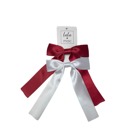 DDS-5195 Satin Double Bow Crimson/White