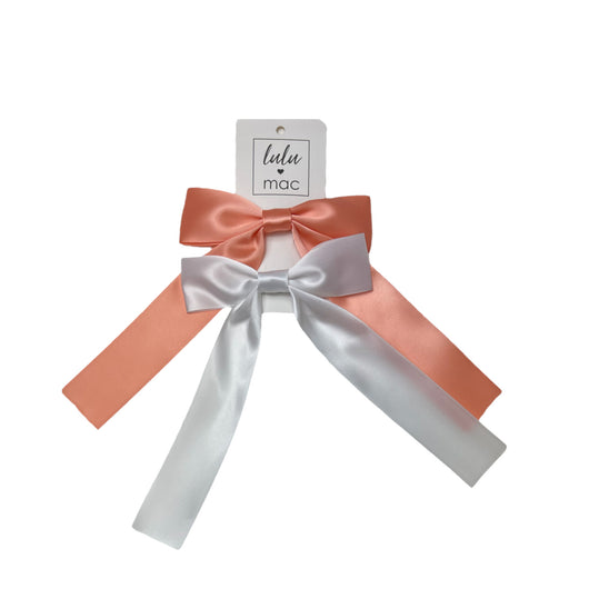 DDS-5195 Satin Double Bow Coral/White