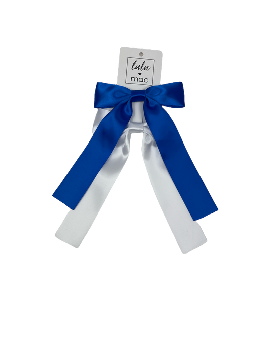 DDS-5195 Satin Double Bow Royal/White
