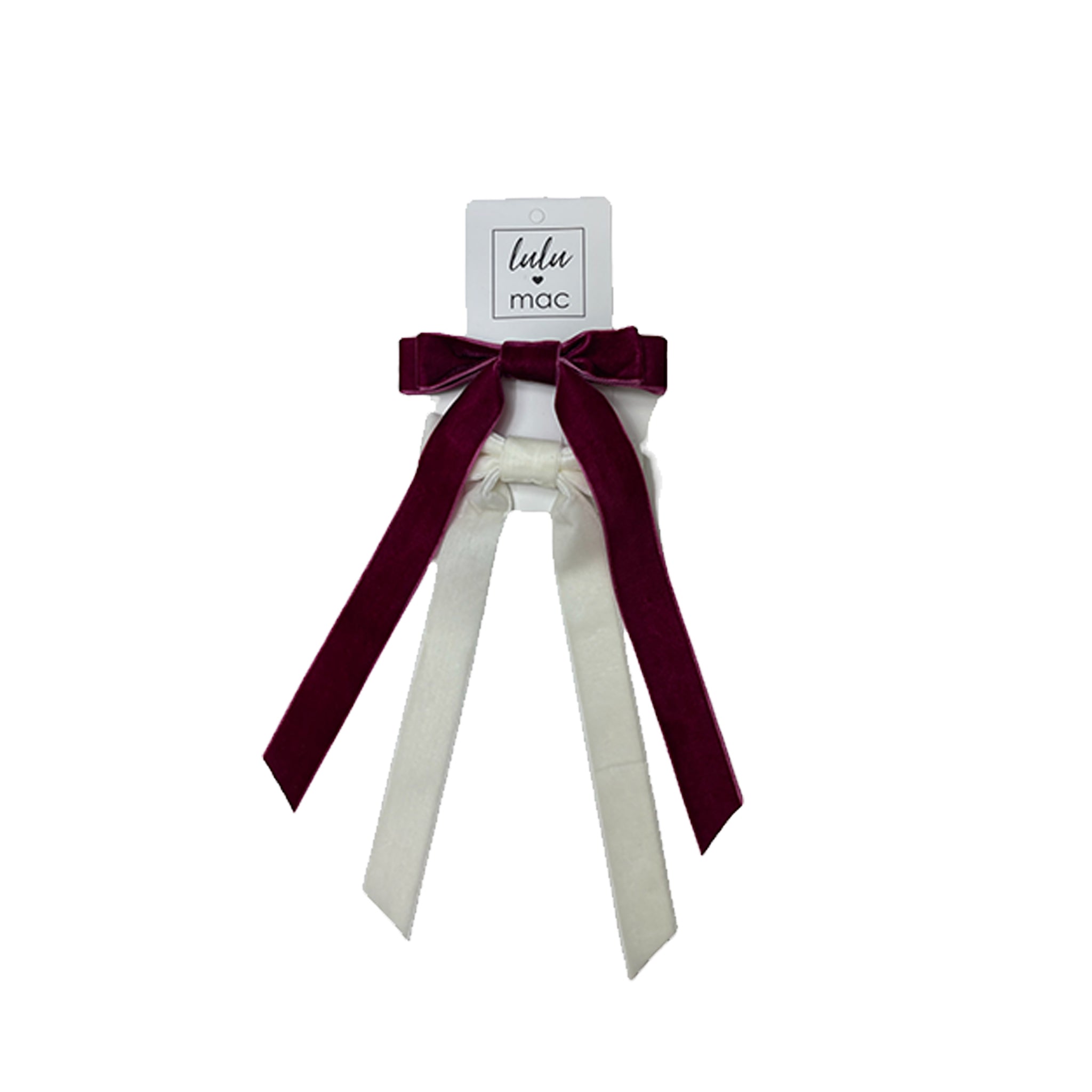 DDV-3513 Velvet Double Bow Burgundy/Ivory