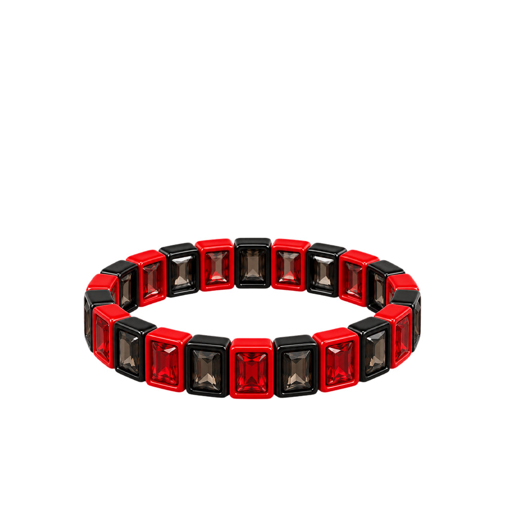 BR-RS-1002 Black/Red Rhinestone Bracelet