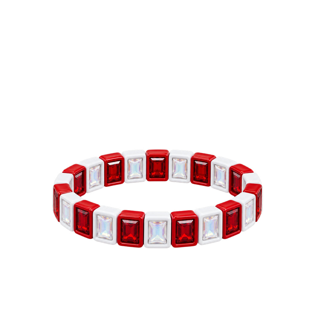 BR-RS-1002 Red/White Rhinestone Bracelet