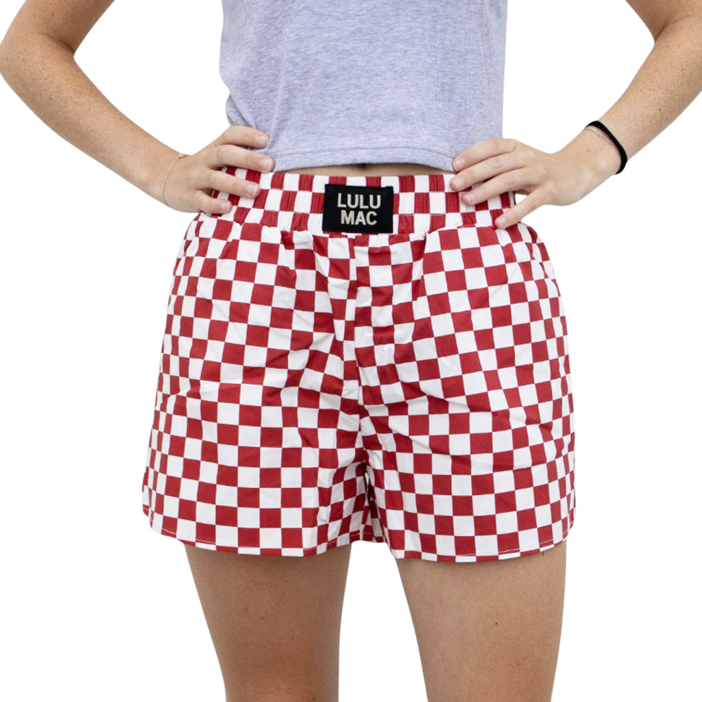 BXCK-CARDINAL-CRIMSON WHITE CHECK BOXER SHORT