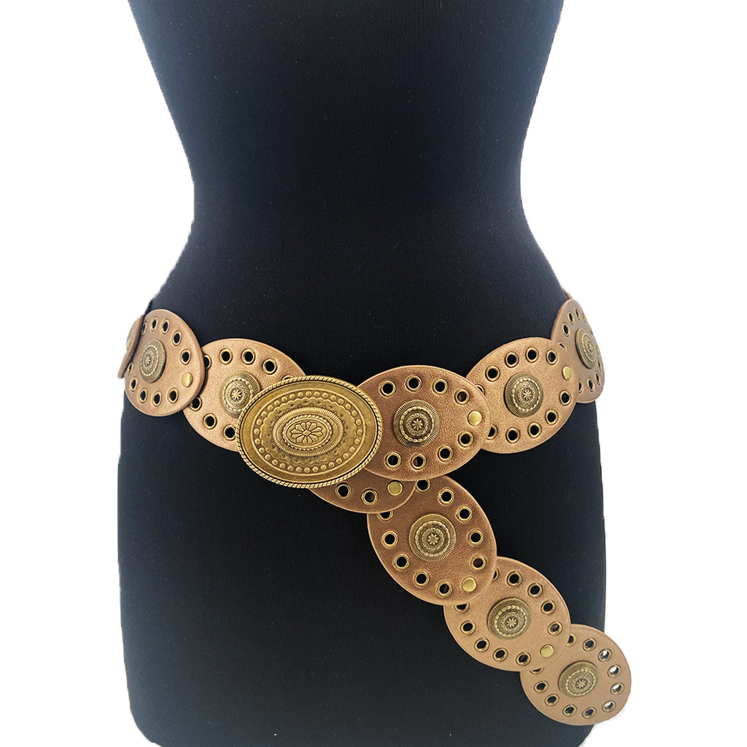 Small Oval Disc Belt-Champagne