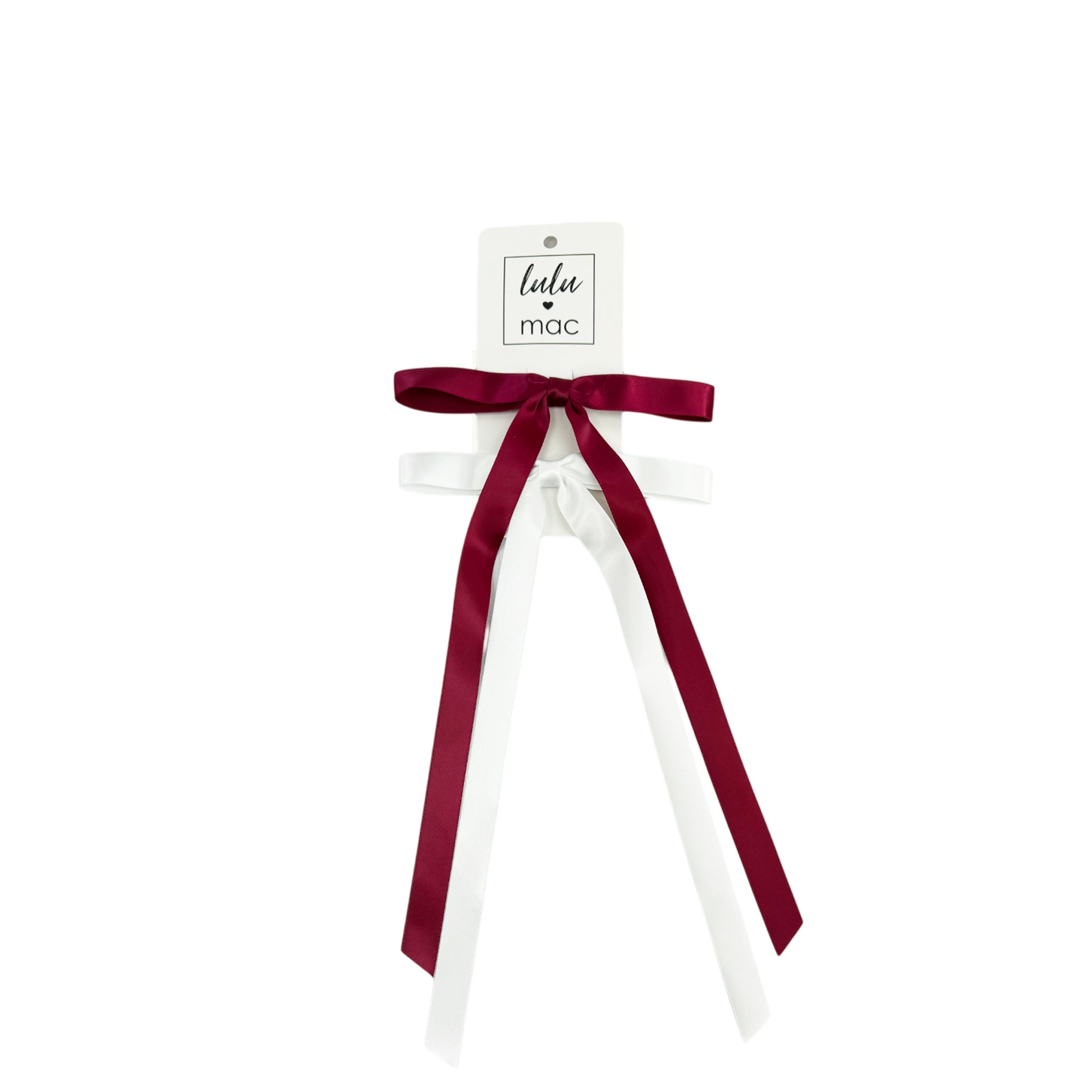 DDM-7656 Satin Mini Double Bow Maroon/White