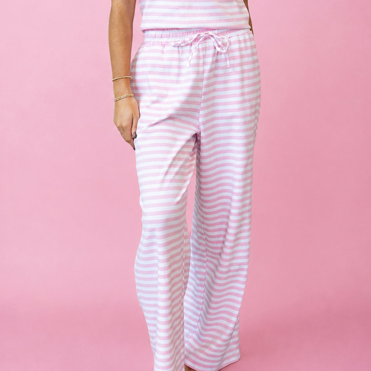 LM-MC-STRIPE MONOCHROME PANT-LIGHT PINK