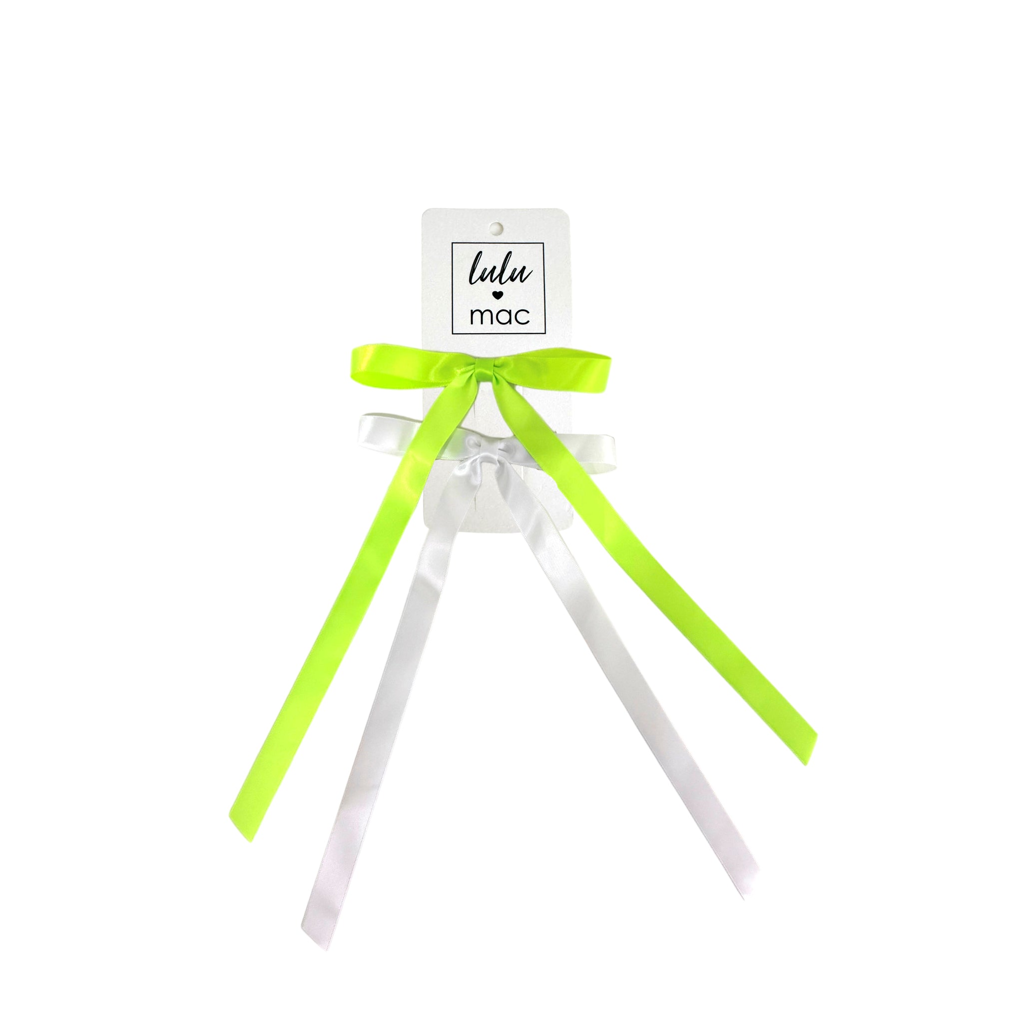 DDM-7656 Satin Mini Double Bow Lime Green/White