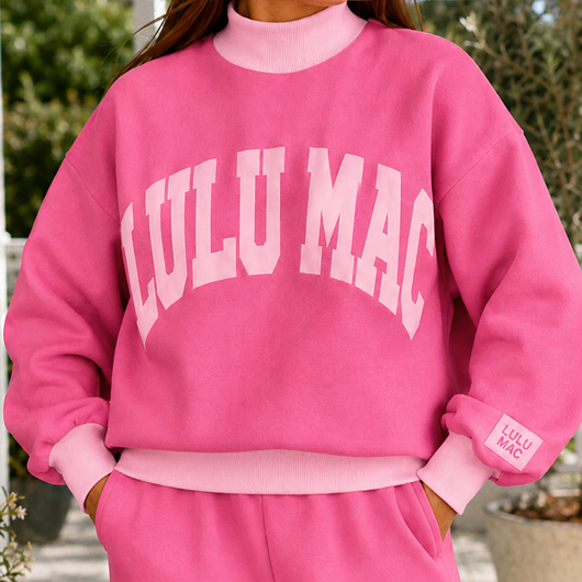 LM-MN-1009 Puff Mock Neck Sweatshirt- Bubblegum/Light Pink