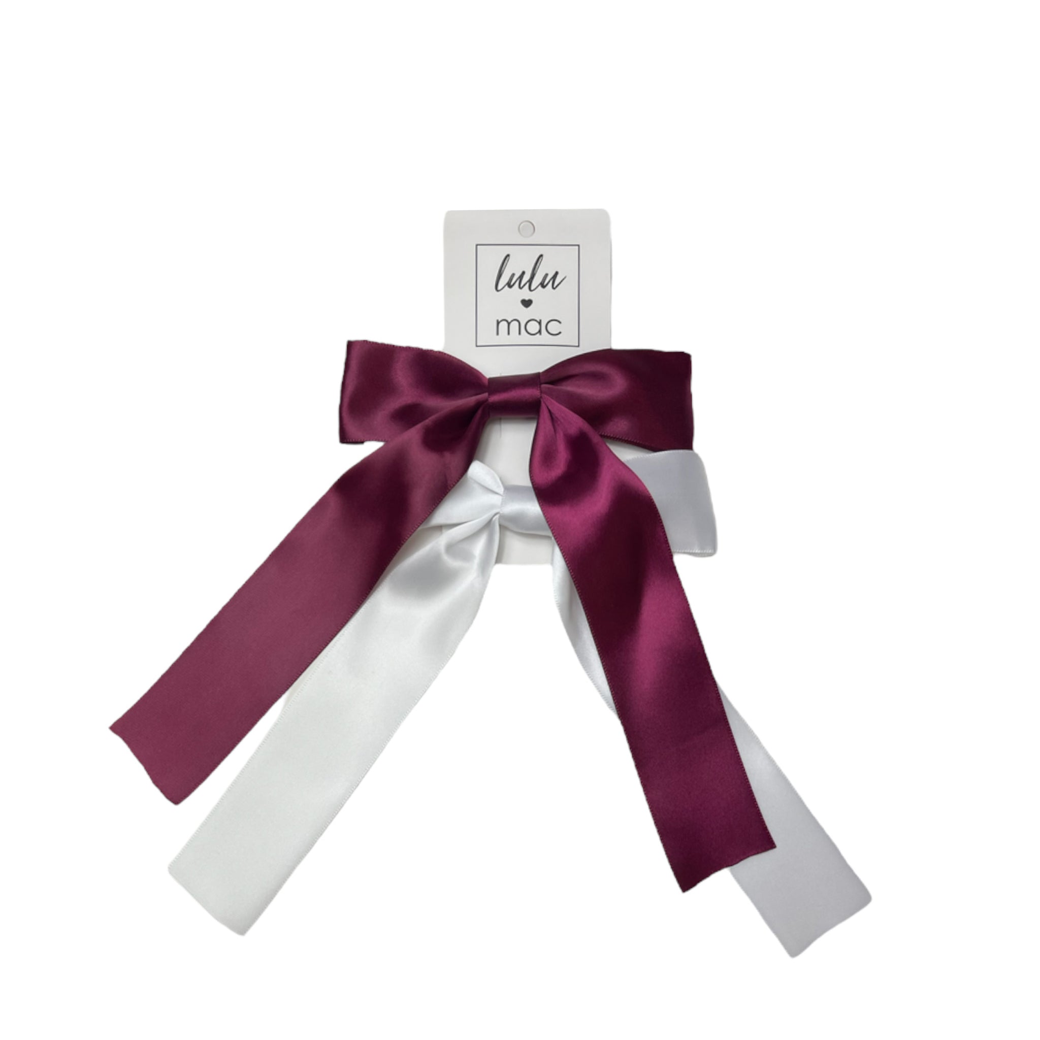 DDS-5195 Satin Double Bow Maroon/White