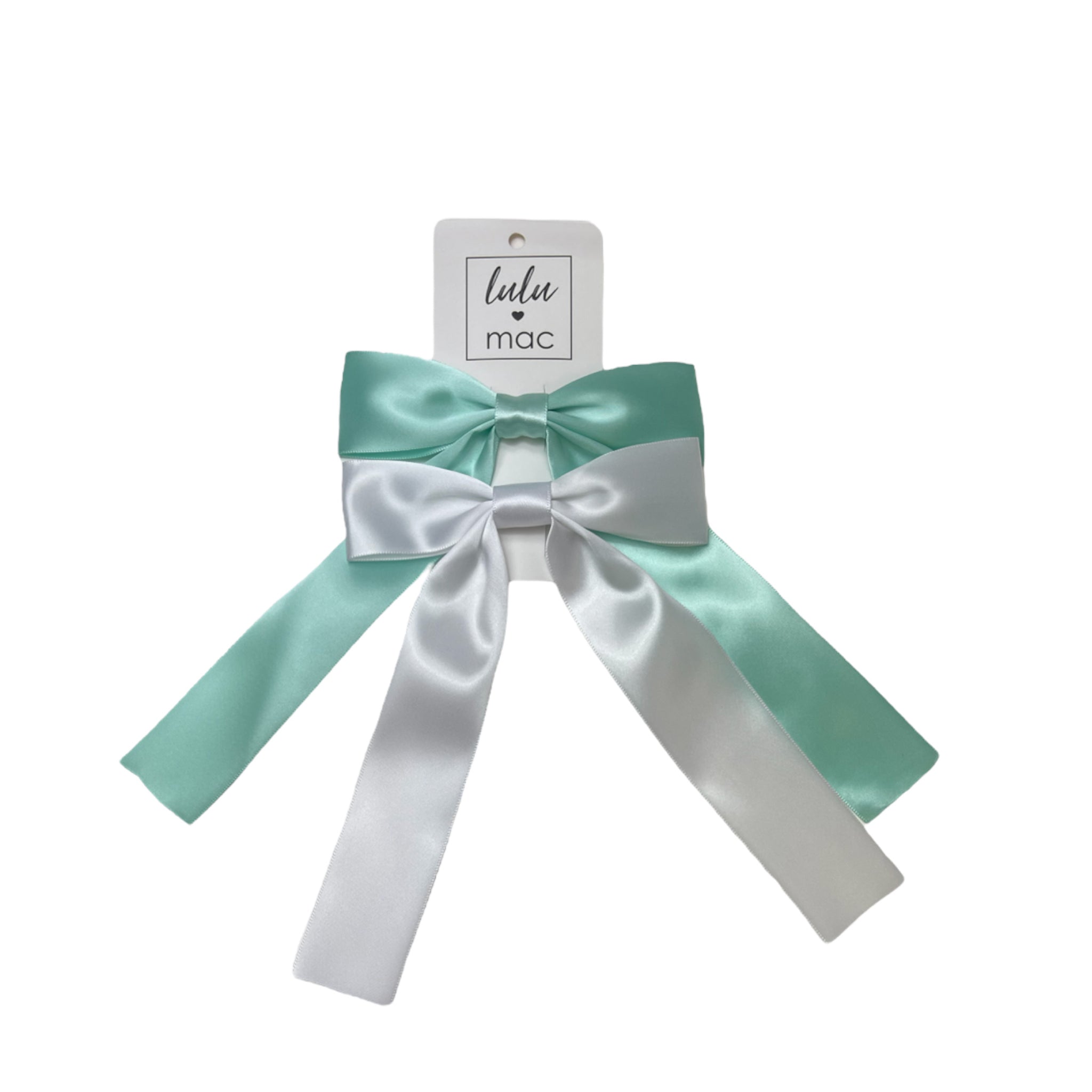 DDS-5195 Satin Double Bow Mint/White