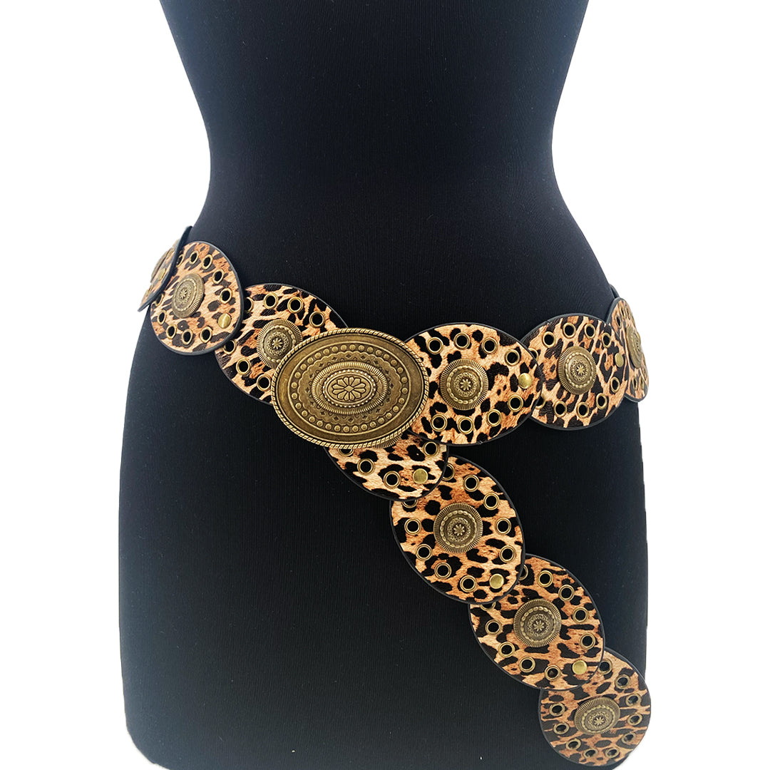 Small Oval Disc Belt-Leopard