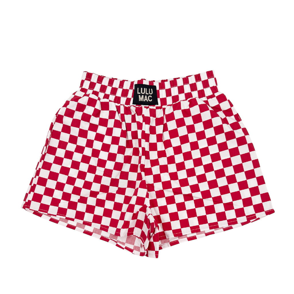 BXCK-DARK RED WHITE CHECK BOXER SHORT