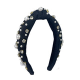 HB-9214 Pearl Top Knot Headband Black