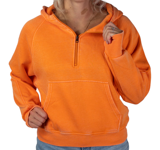 PO-7204 Half Zip Wash Hoodie Orange – girliegirloriginals