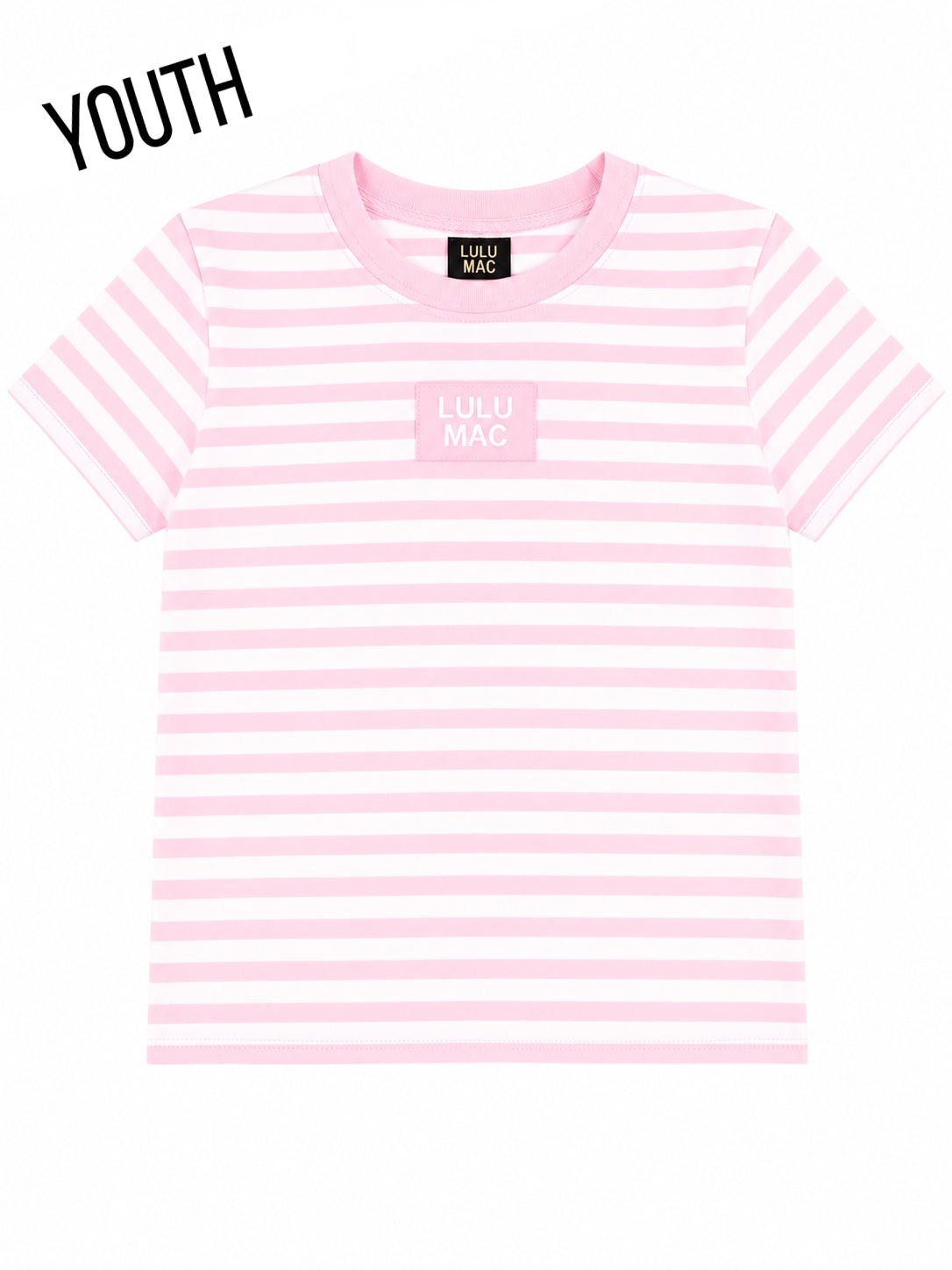 KD-MC-STRIPE MONOCHROME PATCH YOUTH BABY DOLL TOP-LIGHT PINK