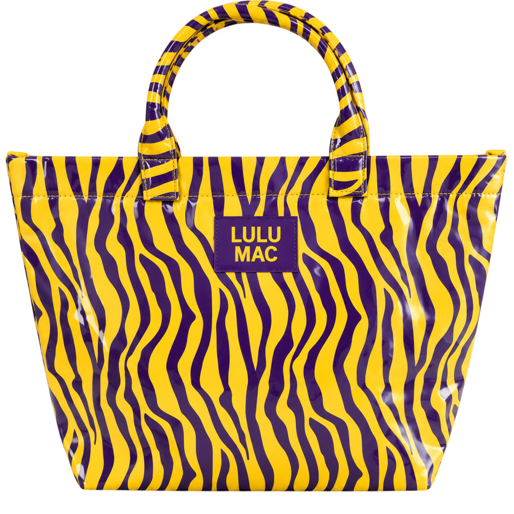LM-BG-1003 TOTE BAG PURPLE/YELLOW TIGER STRIPE