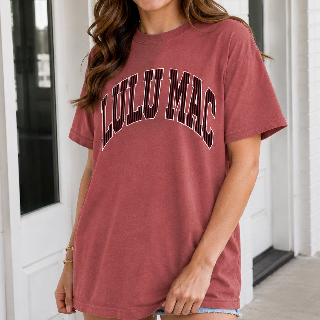 LM-TS-1012 USC Stripe Adult Brick Comfort Colors Tee