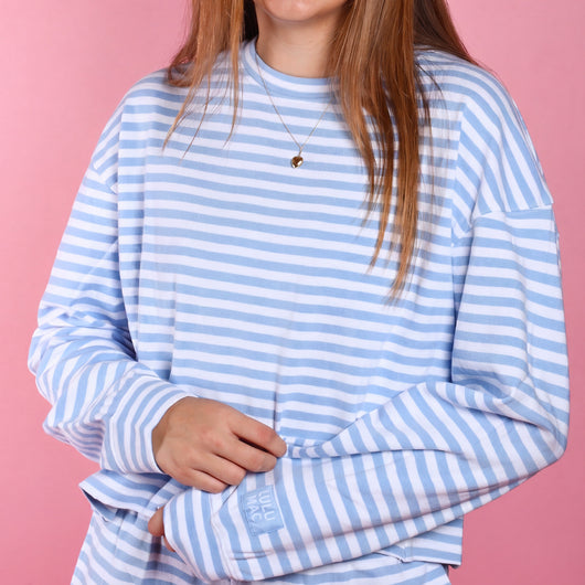 LM-MC-STRIPE MONOCHROME LONGSLEEVE TOP-LIGHT BLUE