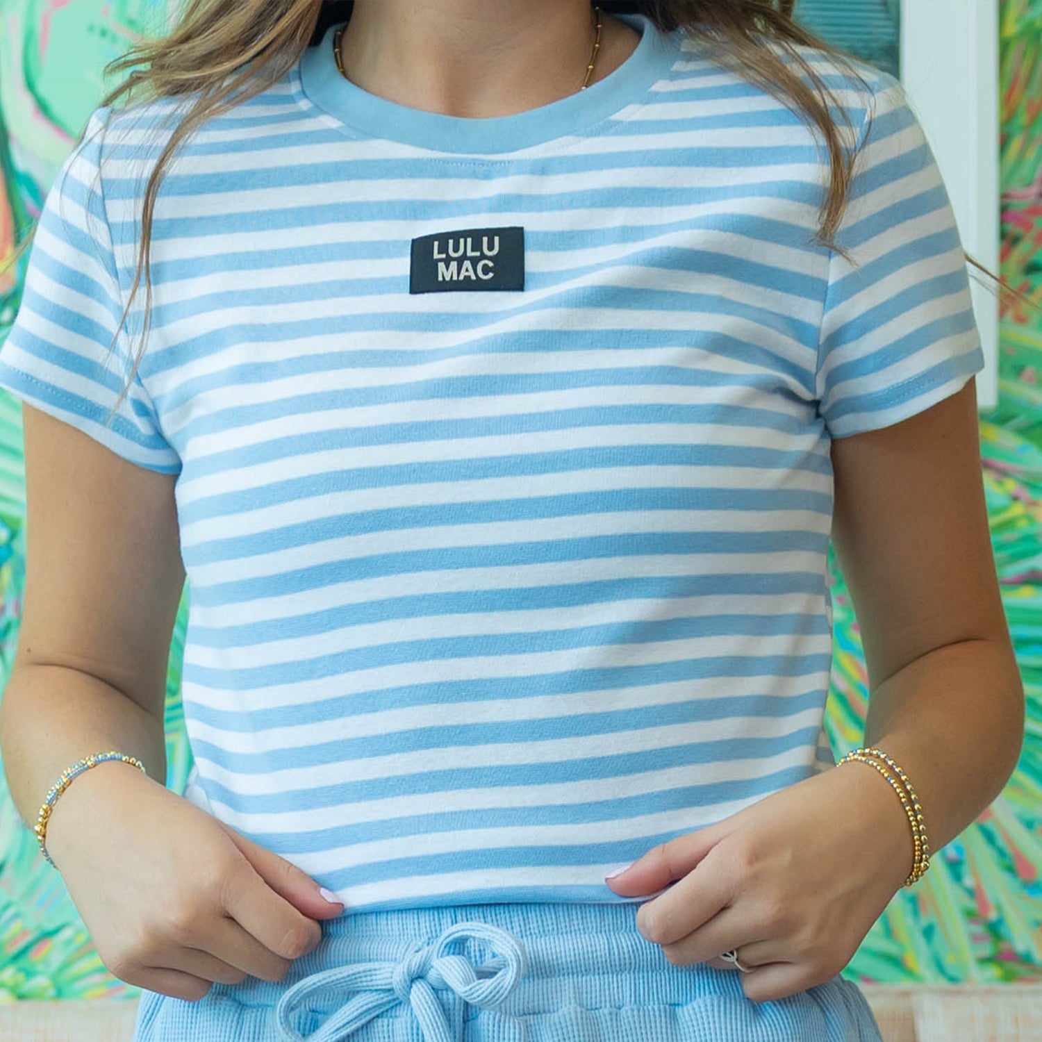 LM-STRIPE BABY DOLL TOPLIGHT BLUE