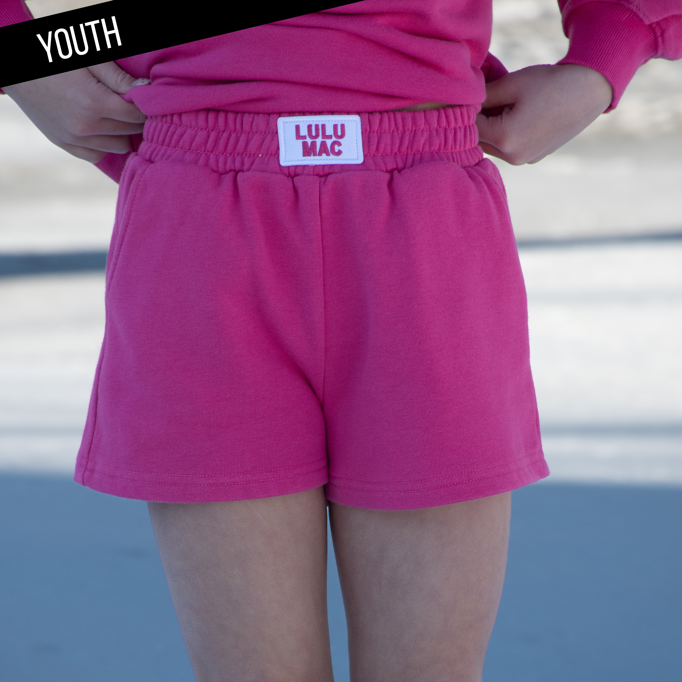 KD-SH-1001 KID TERRY CLOTH SHORTS -HOT PINK