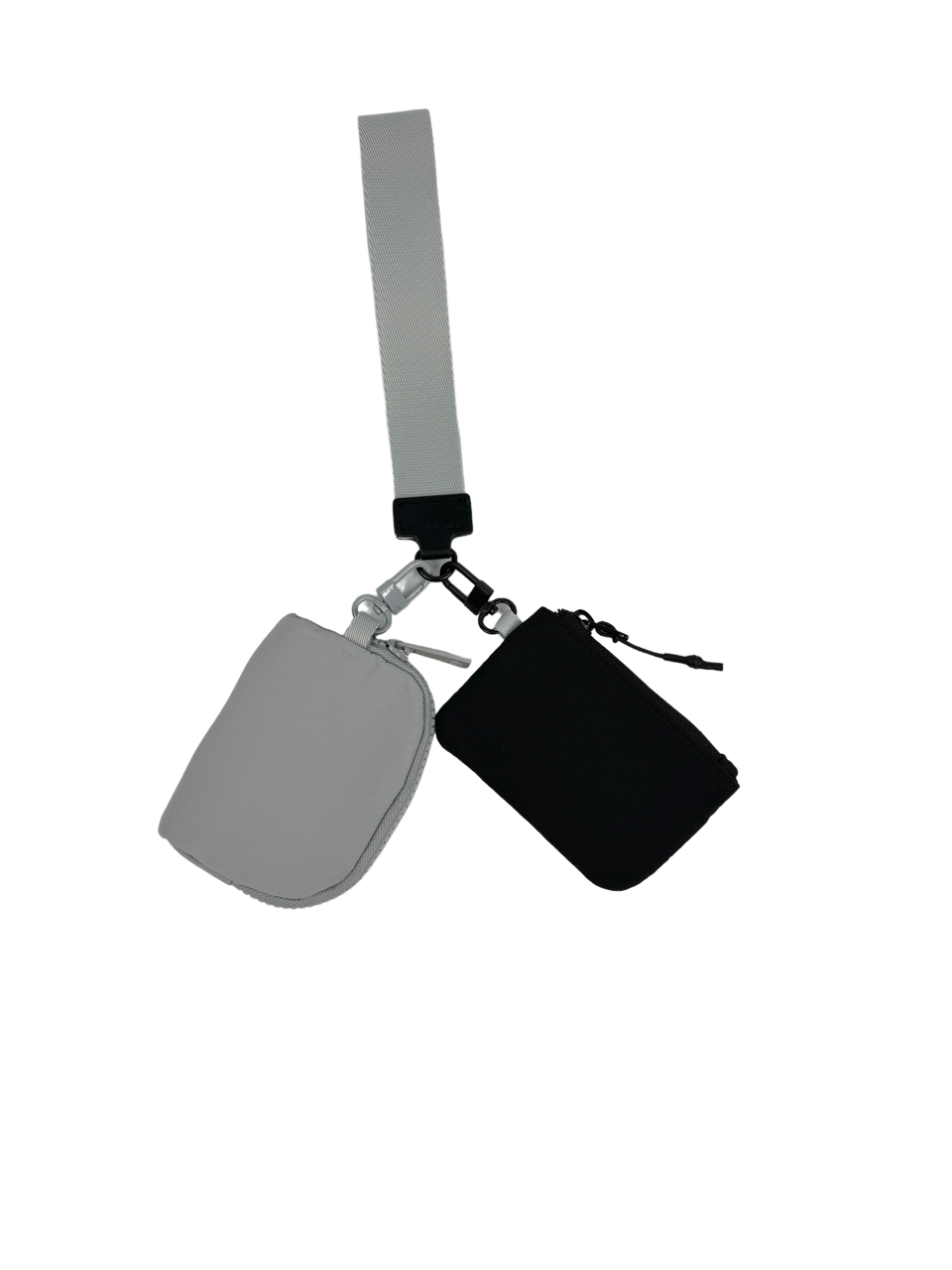 LL-4320 Wristlet Key Chain Double Pouch Black Grey