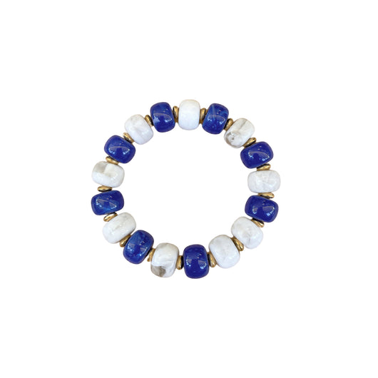 LM-BR-1006 BEADED BRACELET - ROYAL/WHITE