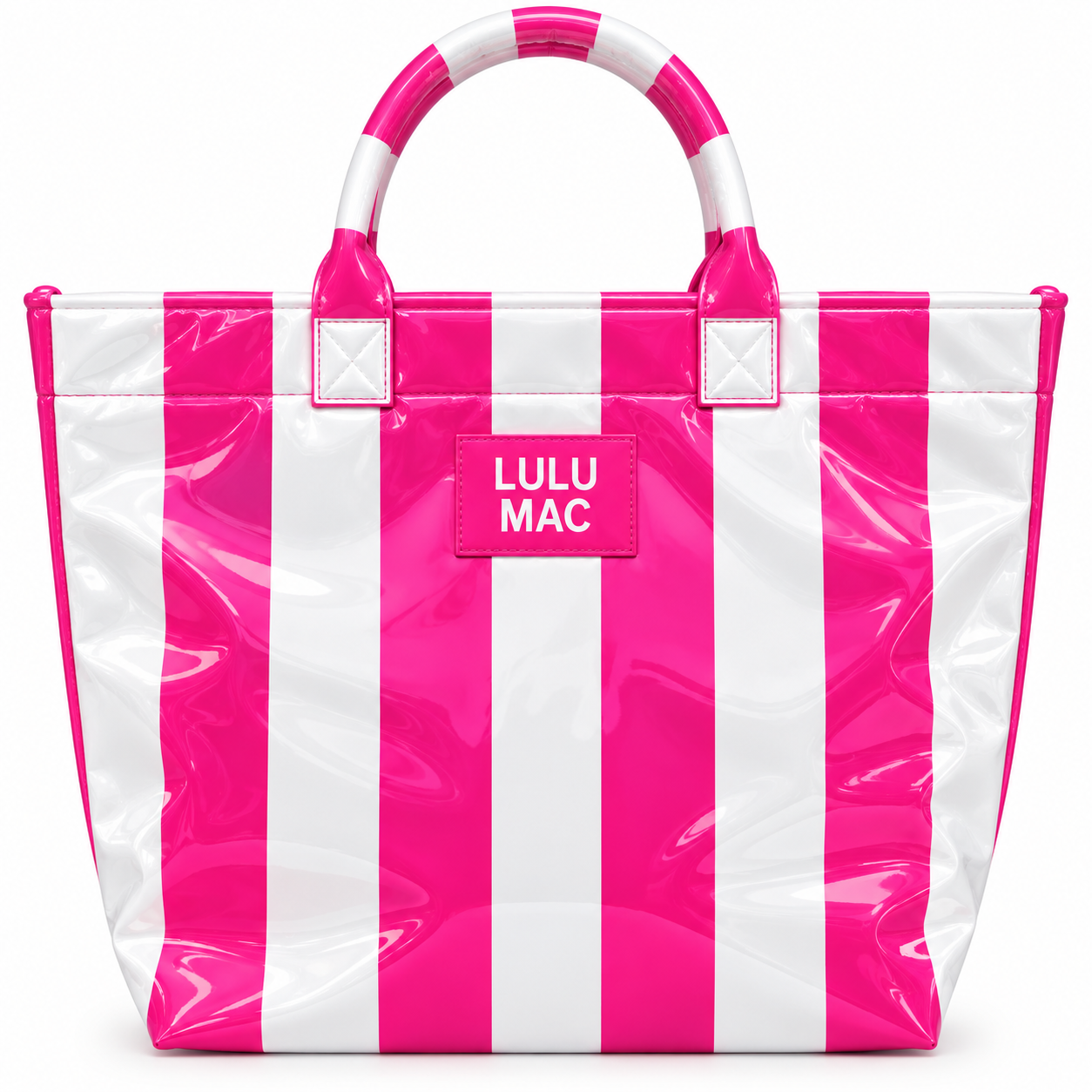 LM-BG-1003 TOTE BAG HOT PINK/WHITE STRIPE