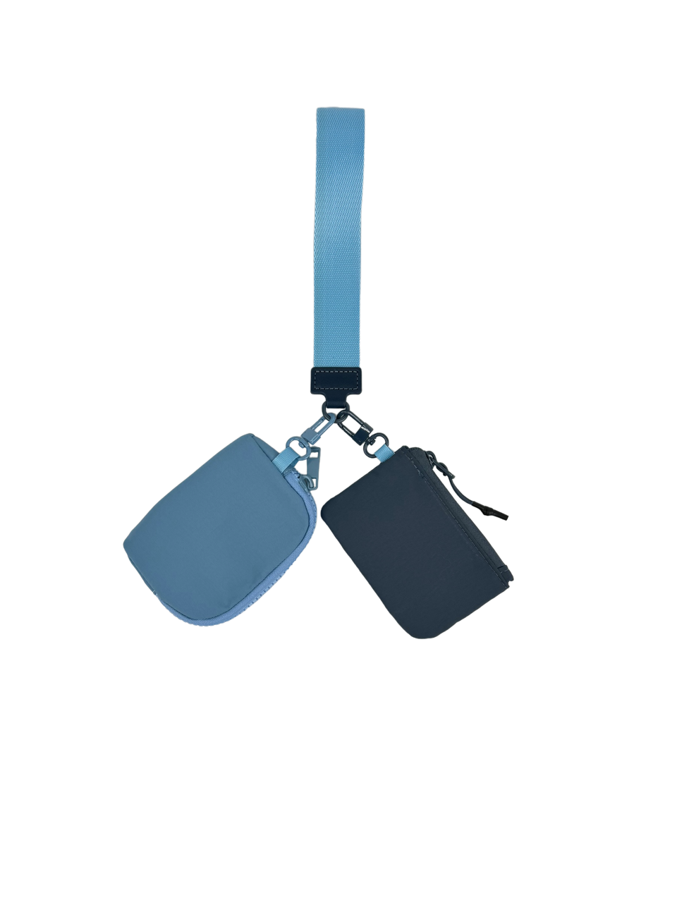 LL-4320 Wristlet Key Chain Double Pouch Blue Navy