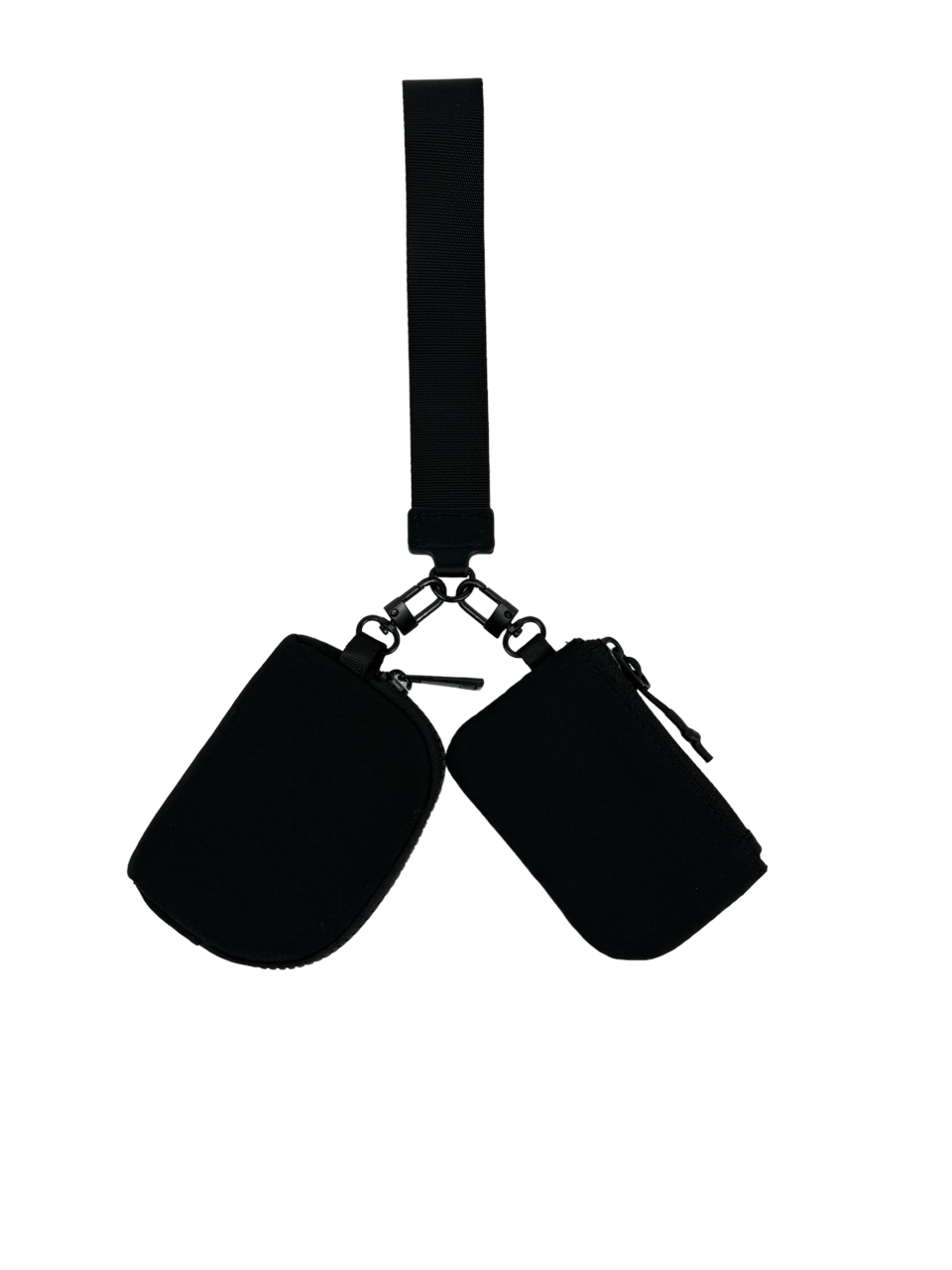 LL-4320 Wristlet Key Chain Double Pouch Black-Black