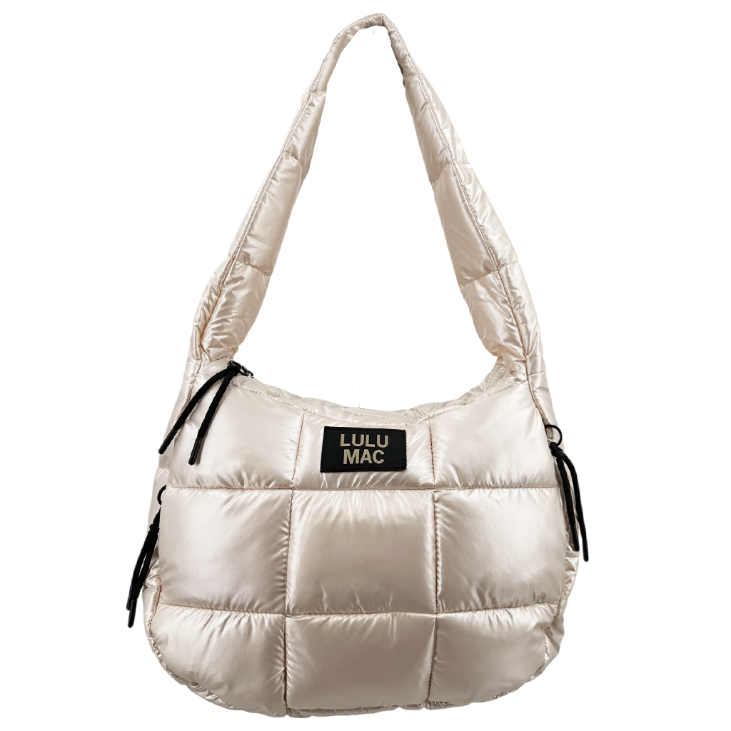 MP-8412 PUFFER METALLIC TOTE BAG - OFF WHITE