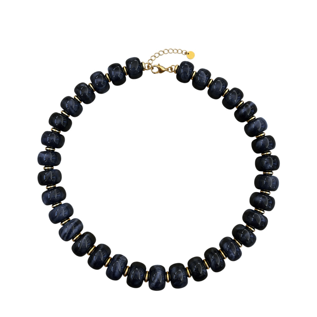 LM-NK-1006 BEADED NECKLACE - BLACK