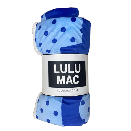 LM-BK-1002-PD LULU MAC BLANKET LIGHT BLUE WITH NAVY DOTS