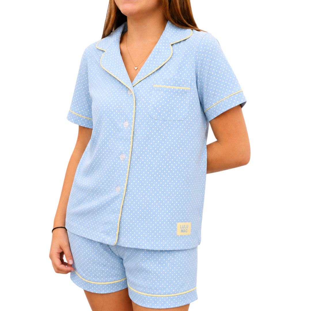 LM-PJ-1000 LIGHT BLUE/BUTTER DOT